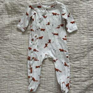 Red Caribou Fox Print Kids One Piece 0-3 months
